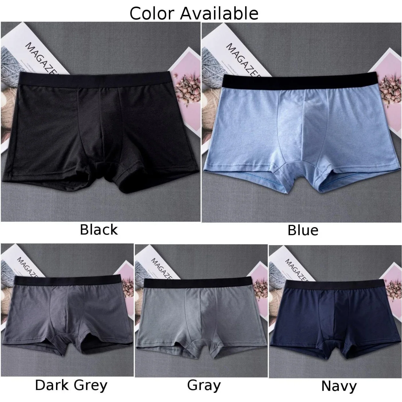 Mens Underwear Breathable Solid Boxer Briefs Elastic Waist Soft Underpants Breathable Quick Dry Calcinha Solid Color Panties