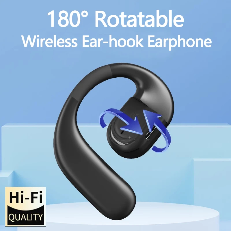 Auriculares inalámbricos con micrófono, audífonos de negocios resistentes al agua con Bluetooth 5,4, Mini gancho para la oreja, HiFi estéreo, música, novedad