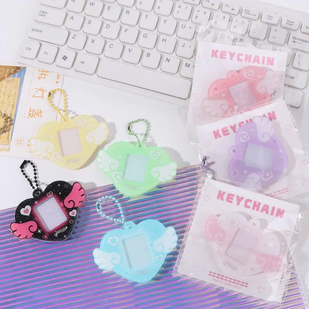 With Keychain Mini Photocard Holder Acrylic Card Cover Hanging Decoration Idol Card Display Protector Idol Photo Card Picture