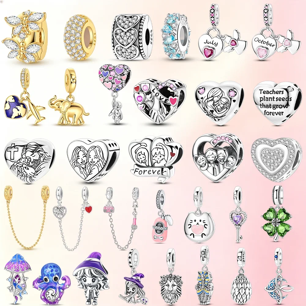 Cute Cat December Guardian Animal Silver Charms Beads Fit Bracelets Bag Keychain Charm Diy Women Gift Accessory Pattern Ornament