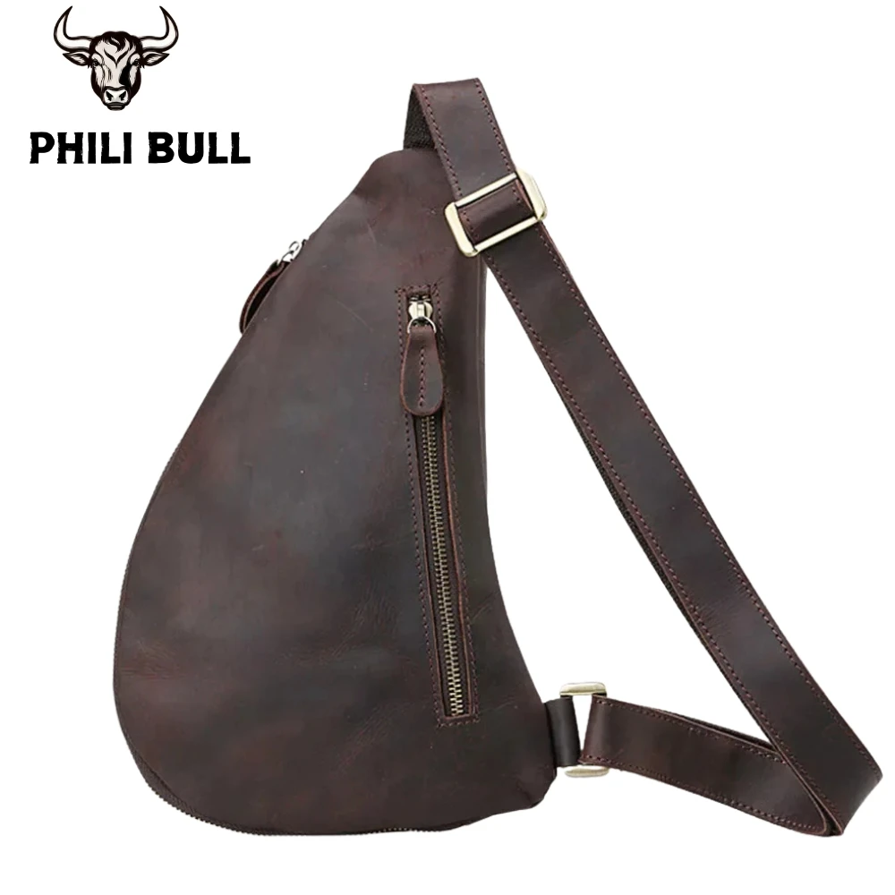 Men Cross Body Shoulder Sling Backpack Chest Bag Pouch Genuine Leather Casual Travel Retro Male Crossbody Messenger Side Bags