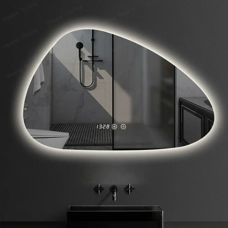 Modern Creative Mirror for Bathroom Art Led Light Defogging Decorative Mirrors Fashion Irregular Household Mirrors for Bedroom