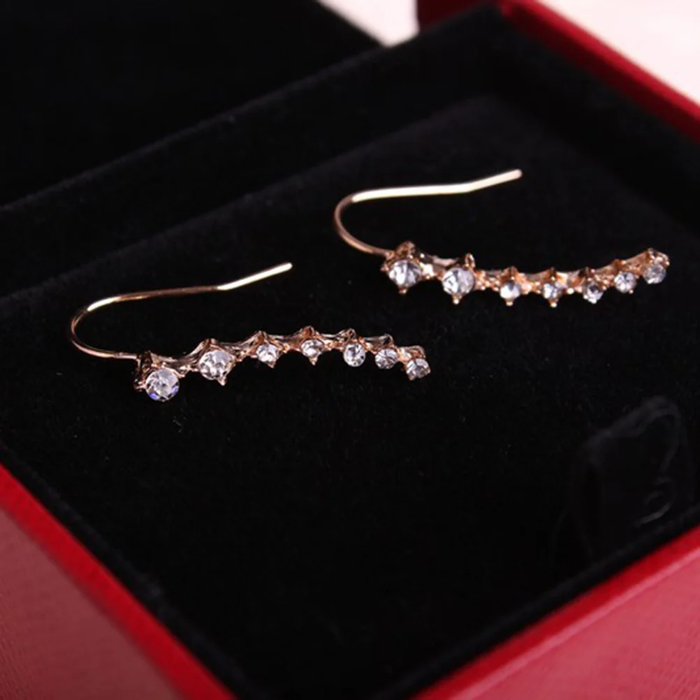 

1Pair Elegant Crystal Rhinestone Star Earrings Leaf Design Lightweight Jewelry for Women Prom Wedding Party Gift