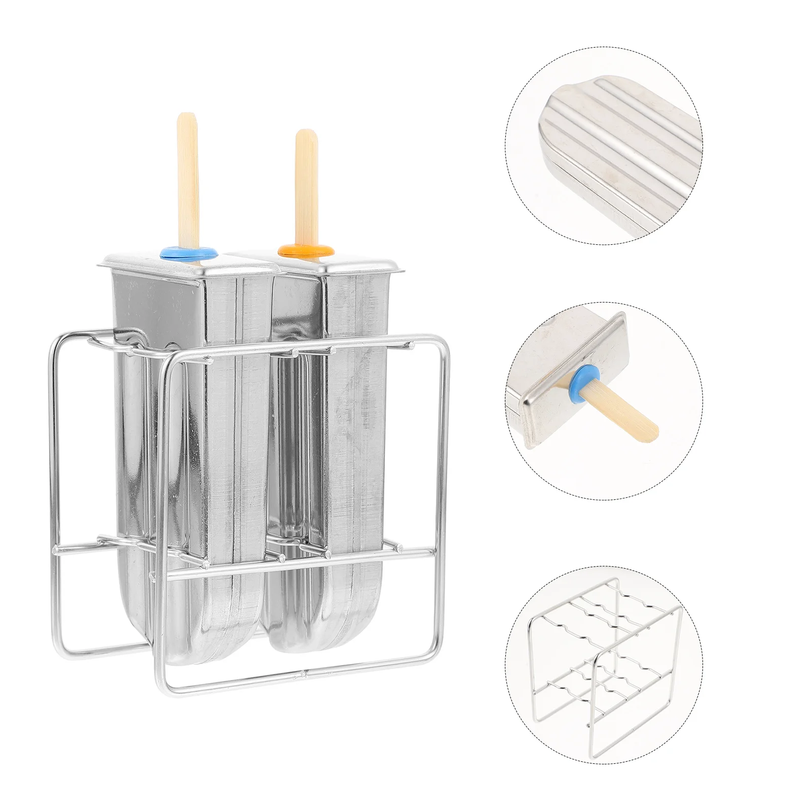 

Stainless Steel Mold 2 Cavity Rust Proof Household Ice Cream Maker DIY Ice Pop Juice Yogurt Fruit Mold