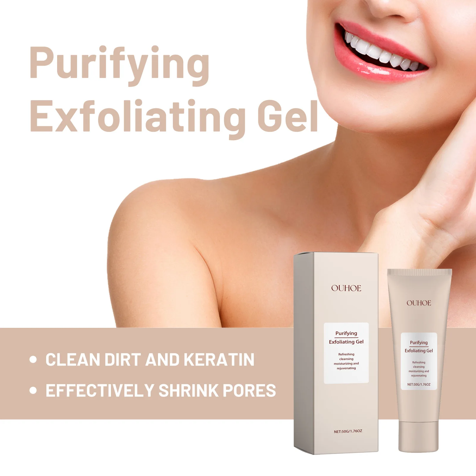 Gel Exfoliante para reparación de poros, Limpieza Profunda, elimina la piel muerta, manchas oscuras, ilumina, humectante, exfoliante facial