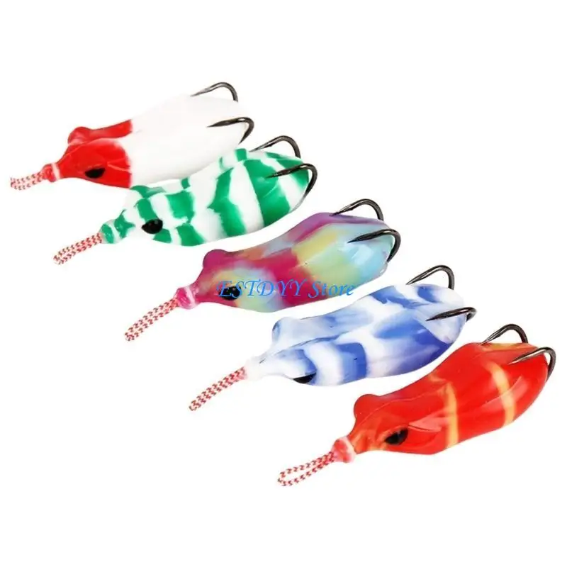 

G6DE 5Pcs Trout Swimbait Topwater Frogs Lures Set Frogs Crankbait Lures Fishing Lures Simulated Soft Frogs Baits with Hook