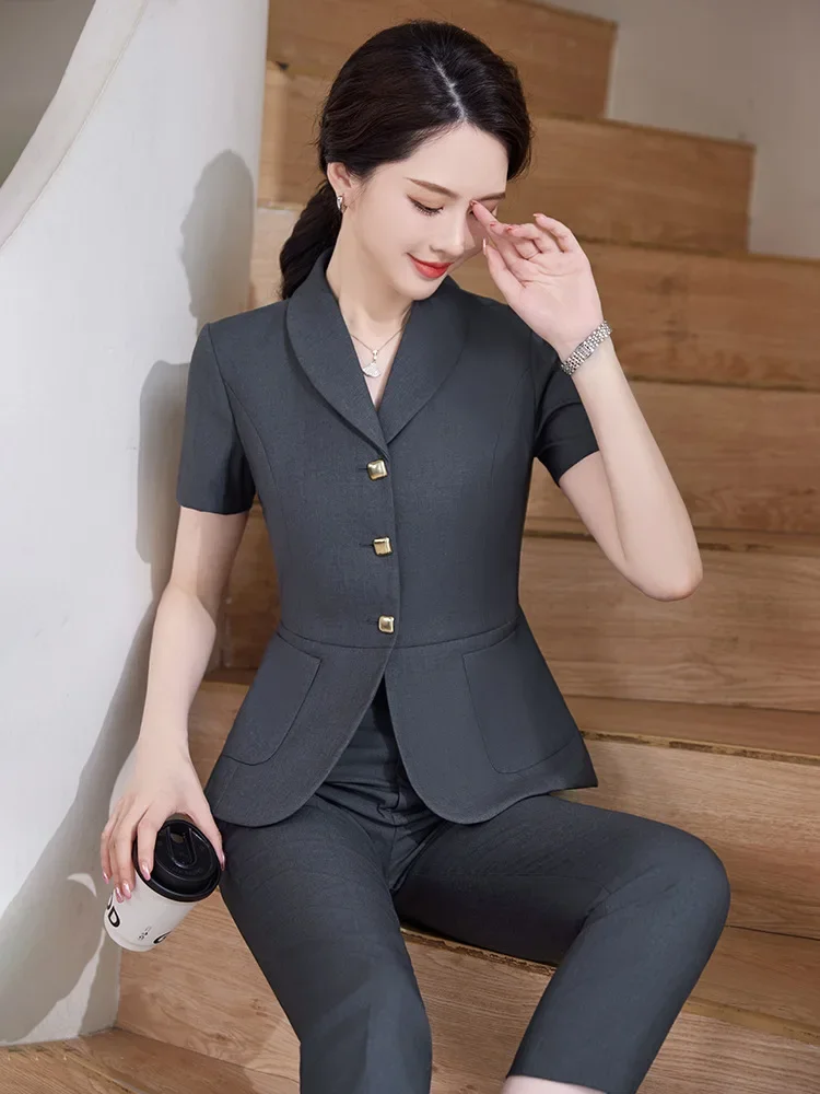 Pop 2024 Estate Formale OL Stili Donna Professionale Ufficio Abbigliamento da lavoro Tailleur pantalone con pantaloni e giacche Carriera Intervista Gonne Se