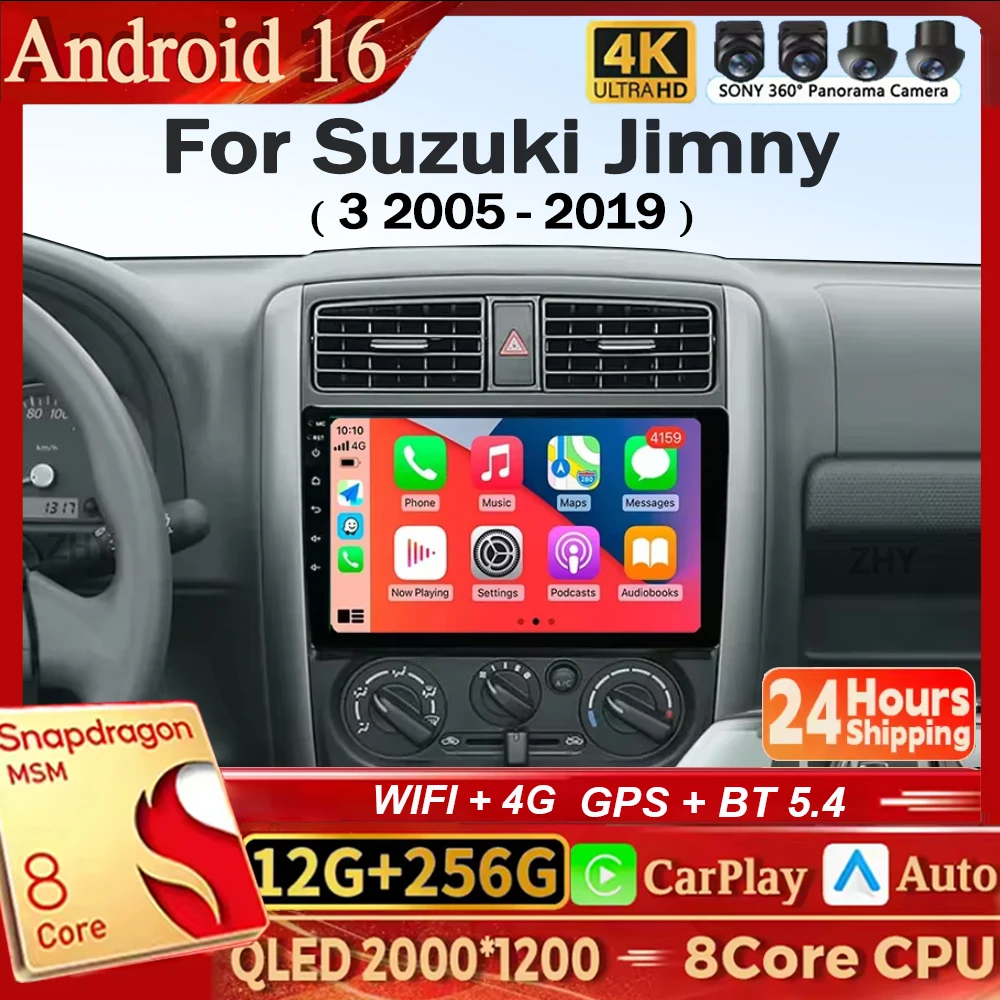 Android 16 Para Suzuki Jimny 3 2005 - 2019 Rádio Automotivo Multimídia Reprodutor de Vídeo Navegação GPS Auto Carplay Sem 2Din 2 Din DSP DVD