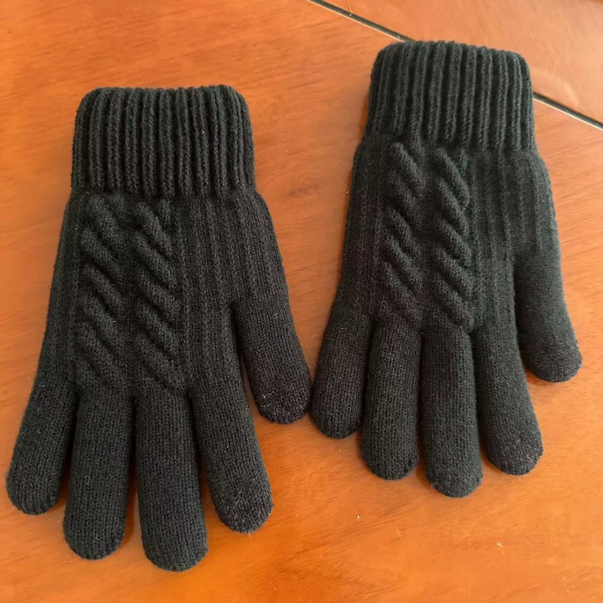 New Men's Warm Full Finger Gloves Winter Touchscreen Plus Fleece Gloves Woman Thickening Wool Knitted Cycling Driving Gloves