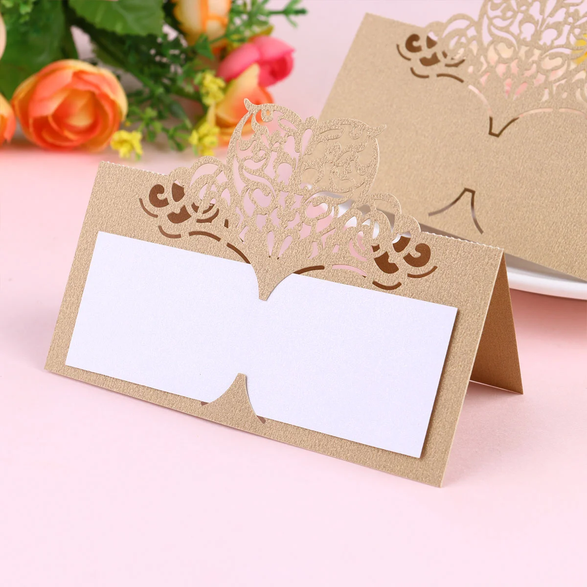 

24 Pcs Hollow Table Card Decoration for Golden Wedding Anniversary Place Setting Cards Name Party Seat Number Bridesmaid