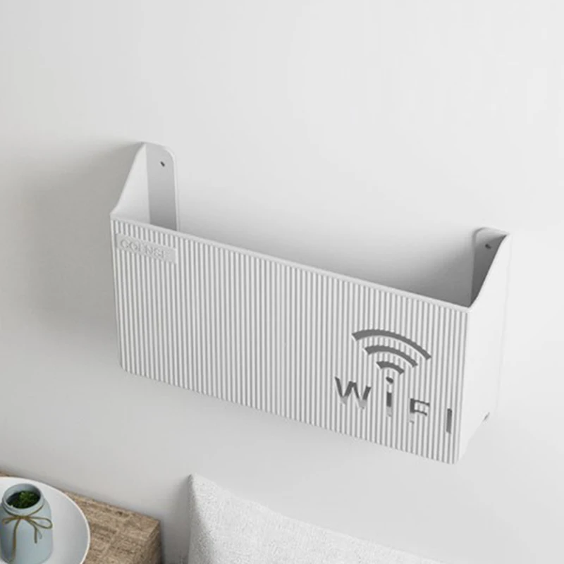 1Pc Wireless Wifi Router Shelf Storage Box Wall Hanging ABS Plastic Organizer Box Cable Power Bracket Organizer Box Home Decor