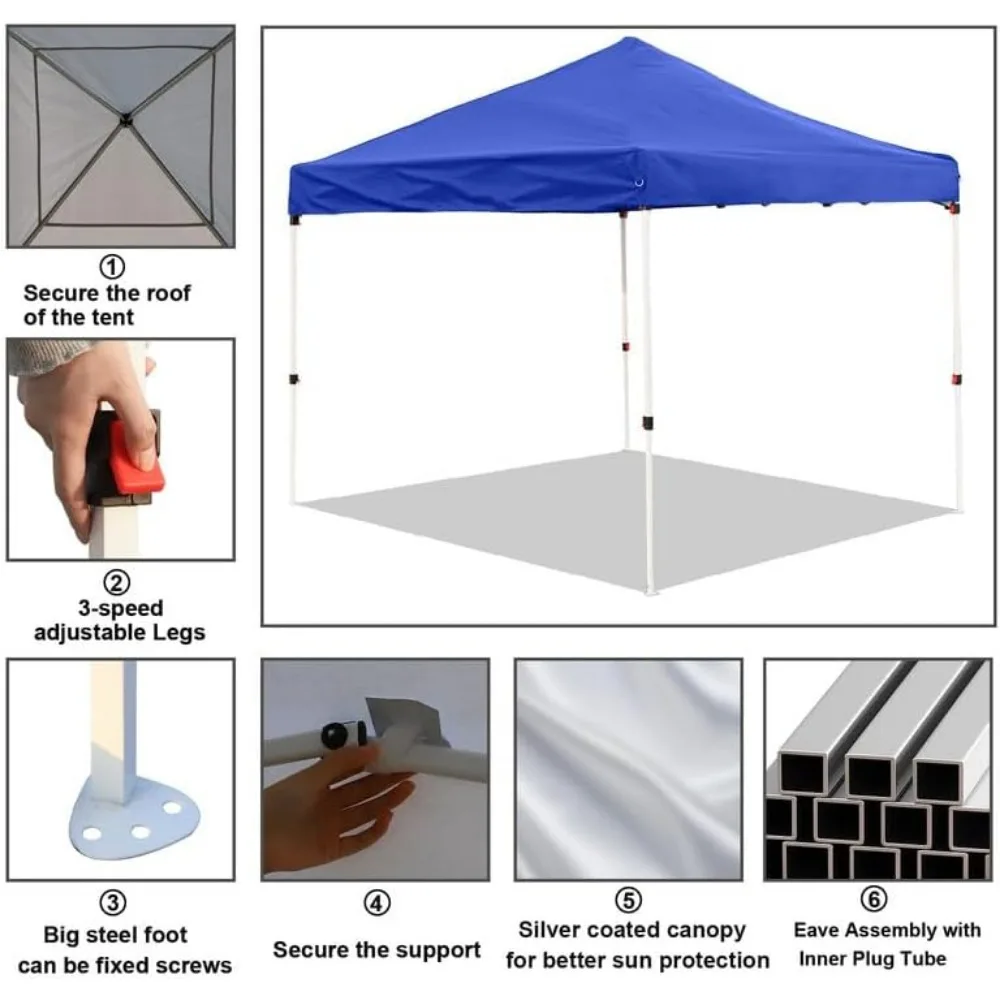 8 x8 FT, tenda Pop-Up da esterno con borsa a zaino, tettoie regolabili per gambe inclinate, tenda da sole, riparo istantaneo, Patio portatile