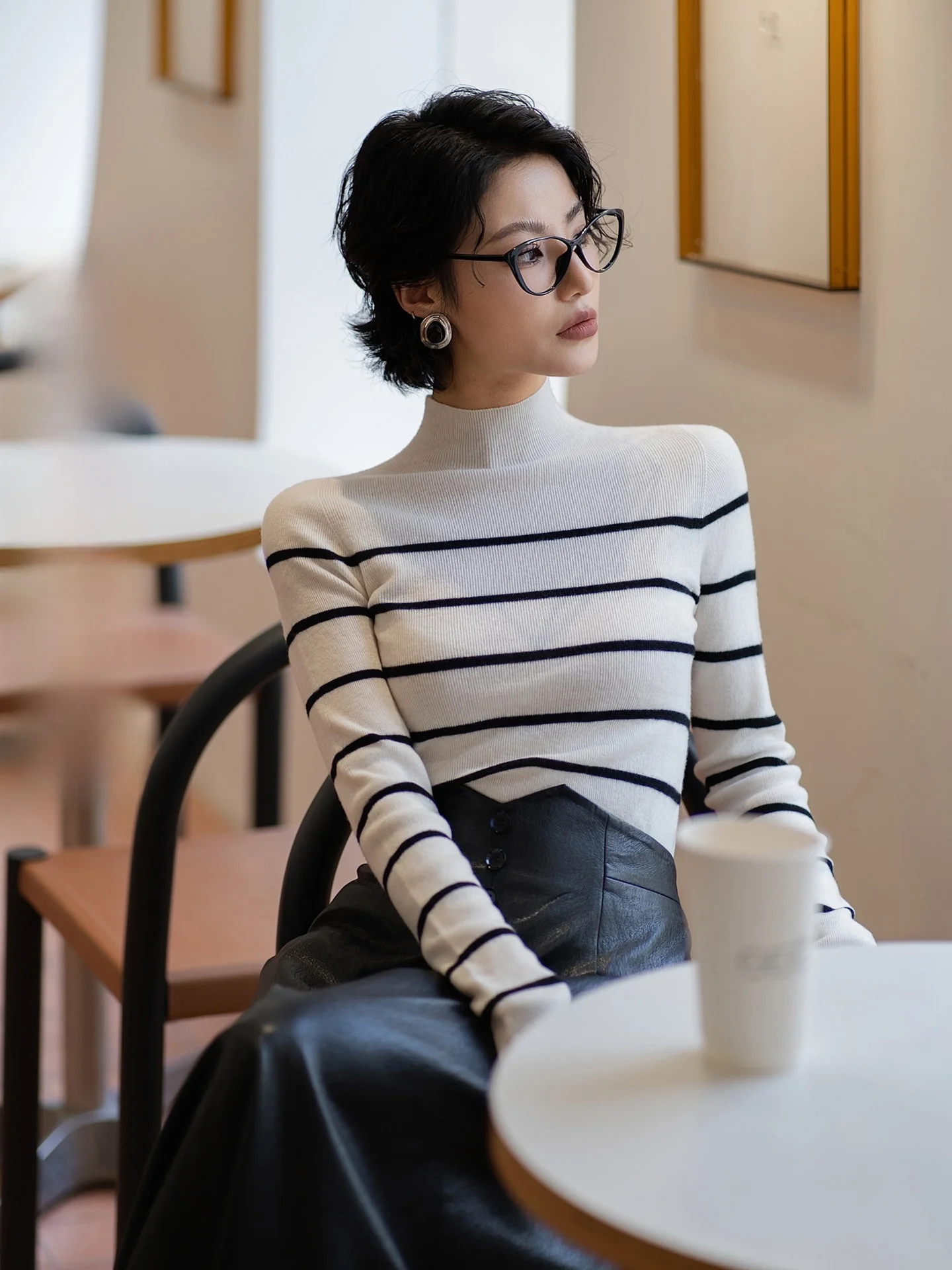 

Женский шерстяной вязаный свитер с длинным рукавом и высоким воротником, повседневный, свободного кроя, теплый, зимний, модный, для ношения под одеждой