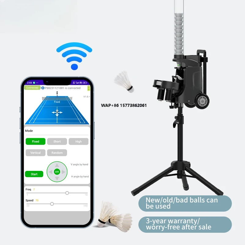 PT MINI Pro Automatic Shuttlecock Launcher Machine APP Remote Control for Badminton Balls Training Equipment