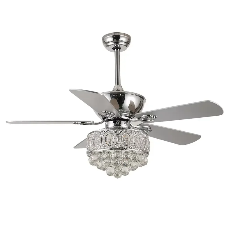 52 Inch Ceiling Fan with Light and Remote Control Modern Crystal Chandelier Decorative Lighting Fixture for Living Room