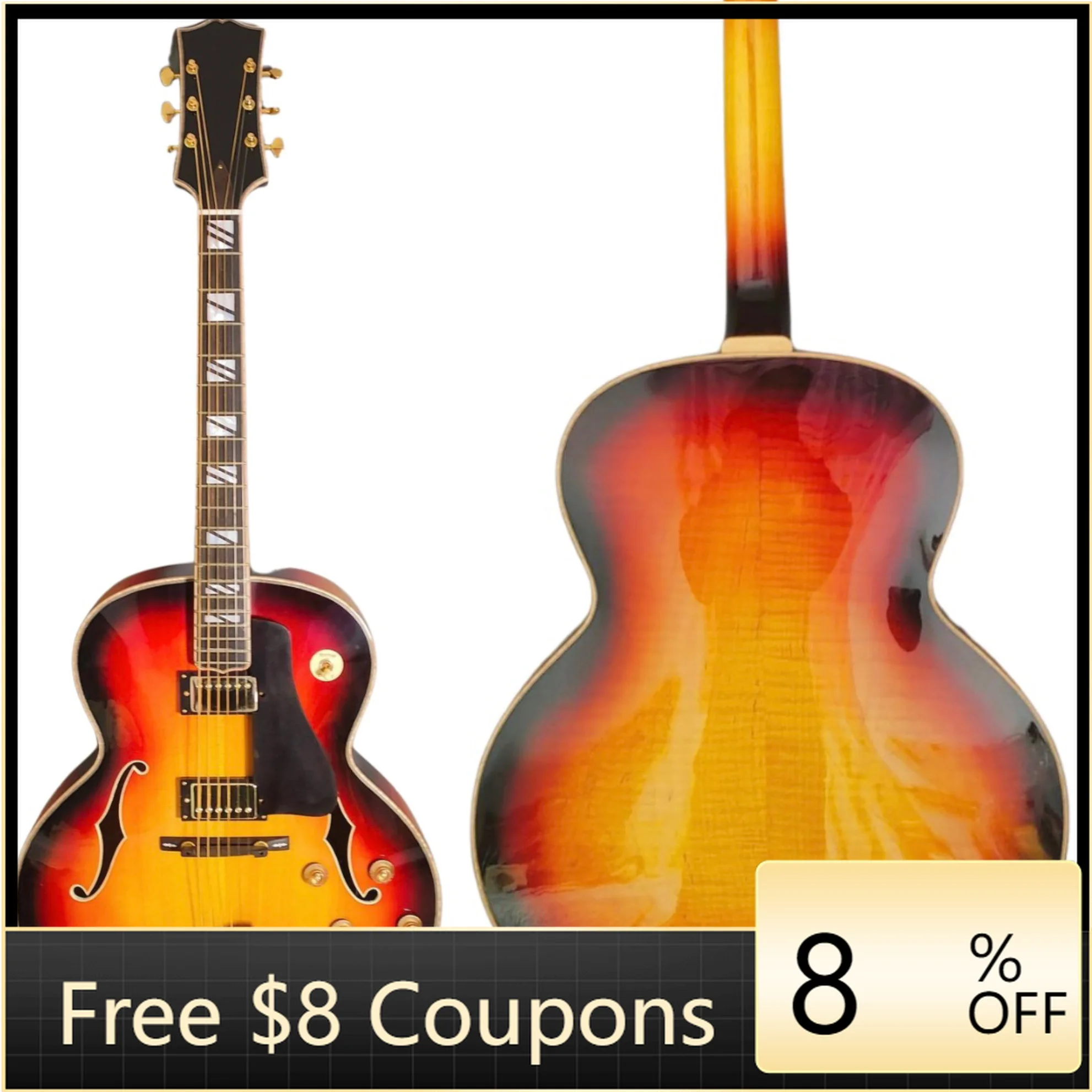 

STLF Acoustic Hollow Guitar Handcrafted Solid Maple Wood Jazz Guitar Instruments Musical