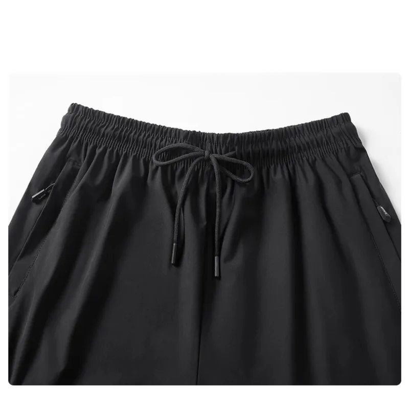 Summer Men's Letter Printing Drawstring Elastic High Waisted Solid Pockets Casual Loose Sports Casual Trousers Vintage Shorts