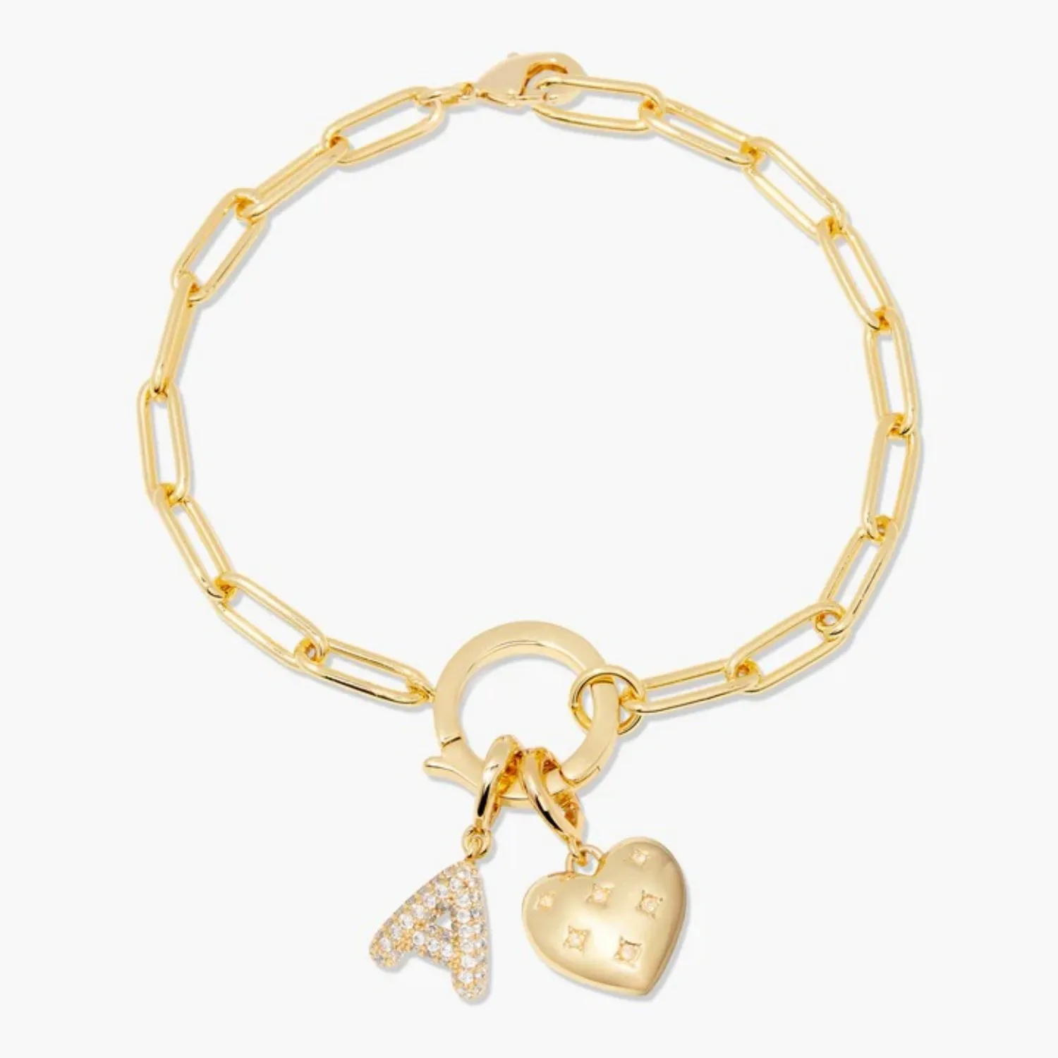 

Lillian Initial Heart Charm Bracelet Personalized Letter Bracelet Custom Initial Letter Bracelet Bracelet Gift for Girl Friend