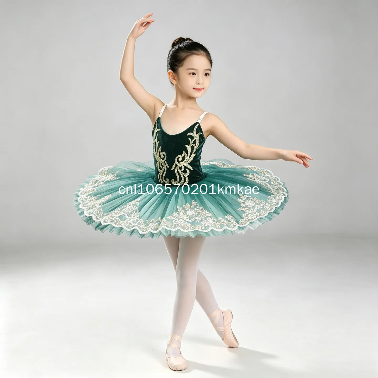 Professional Classical Tutu Ballet Dress Slip Embroider Gauze Pleated Short Ballerina Party Dress Children Girl Dance Costumes
