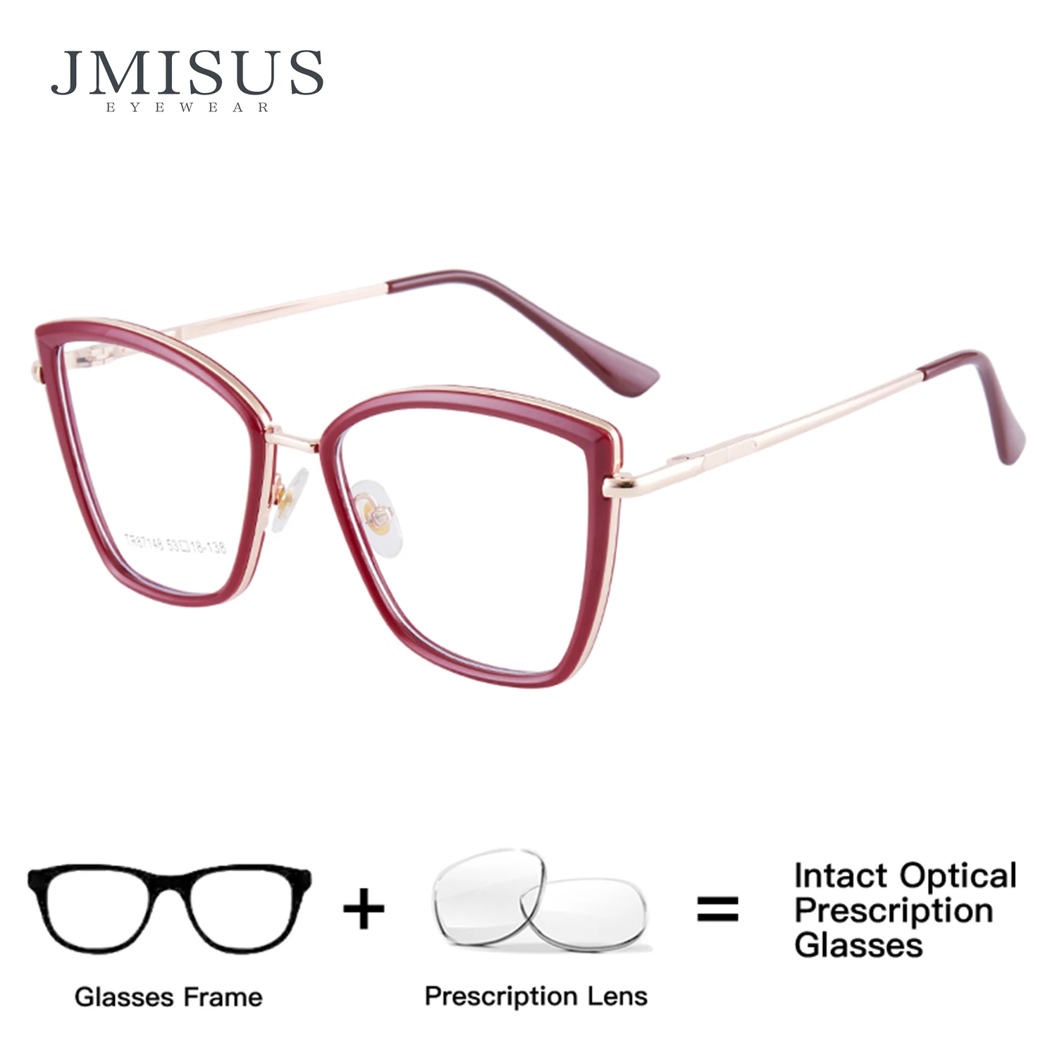 JMISUS New Arrivals Cateye Progressive Prescription Eyeglass Custom TR90 Square Myopia Glasses Woman Optical Eyewear