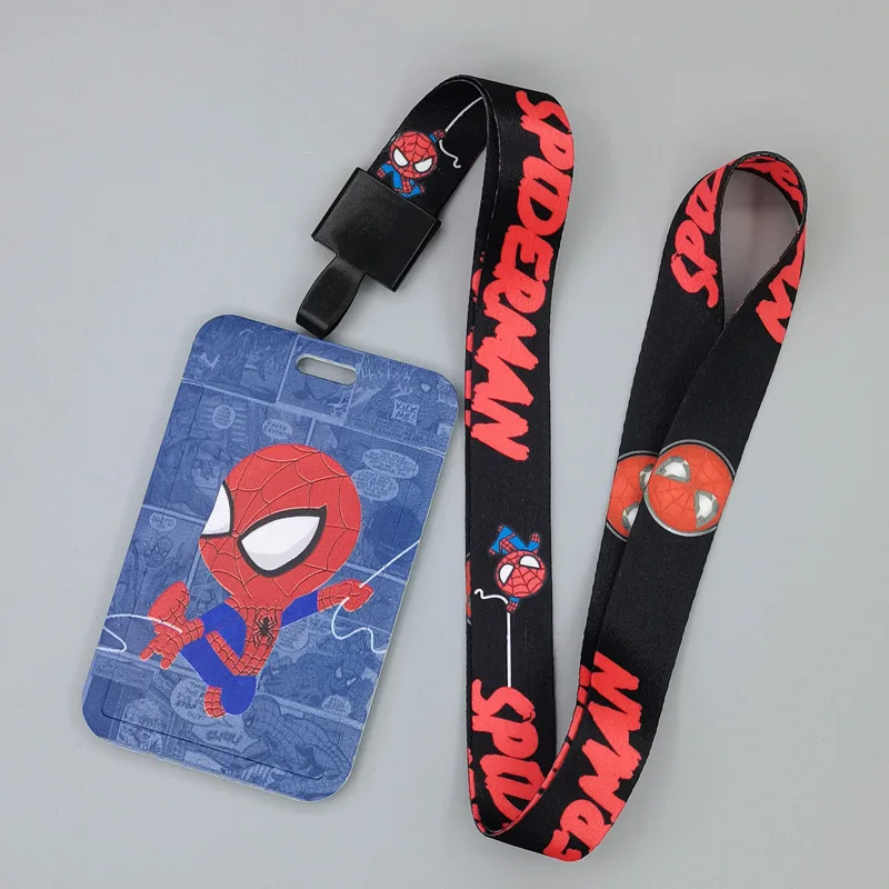 Spiderman Card Lanyard Cartoon Bus Card Set certificato di lavoro studente Campus pasto Transfer Card Work League accessori da viaggio