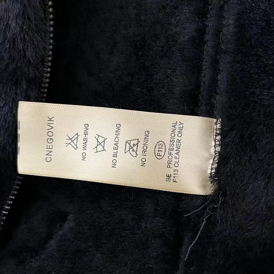 Cbusiness-Chaquetas de piel de oveja auténtica para mujer, abrigo de piel negra con solapa, nueva moda