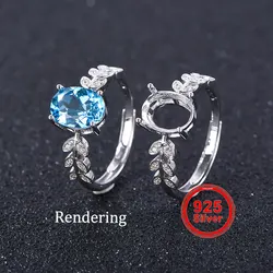 7*9mm pierścień pusty S925 Sterling Silver Design liść materiał nadaje się do ręcznie robionego pierścienia damskiego DIY.