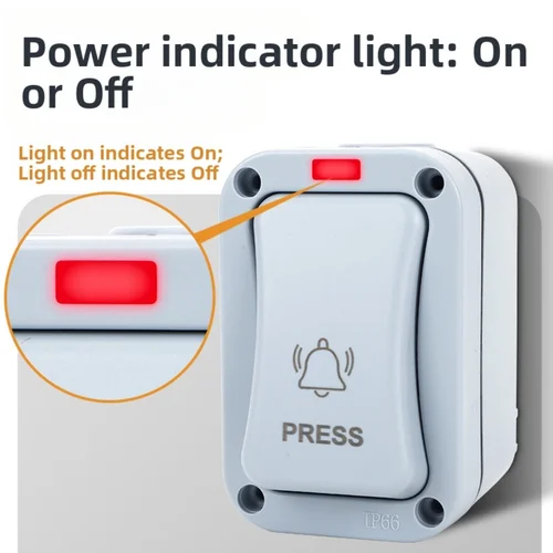 Imagen 2 del producto Interruptor de botón pulsador para timbre exterior con clasificación IP66 con diseño montado, construcción resistente a la intemperie y indicador LED