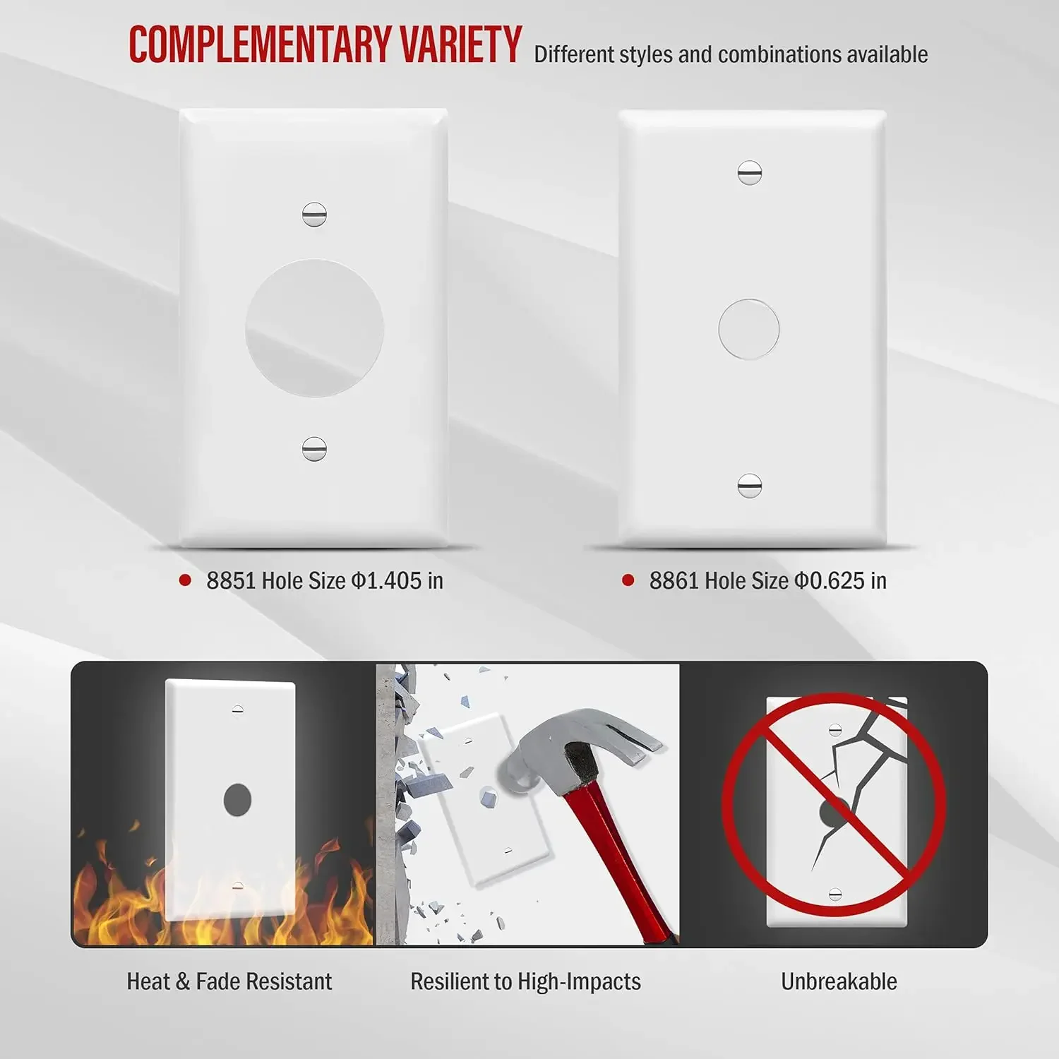[XMSJ-Limited Stock, Buy Now!]0.625" Hole Phone/Cable Wall Plate, Standard Size 1-Gang 4.50" x 2.76", Polycarbonate Thermoplasti