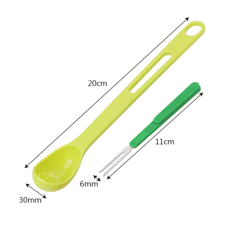 Can Fishing Spoon Creative Kitchen 2-in-1 Long Handle Leaking Spoon Fruit Fork Set kitchen accessories kitchen gadgets 1PC