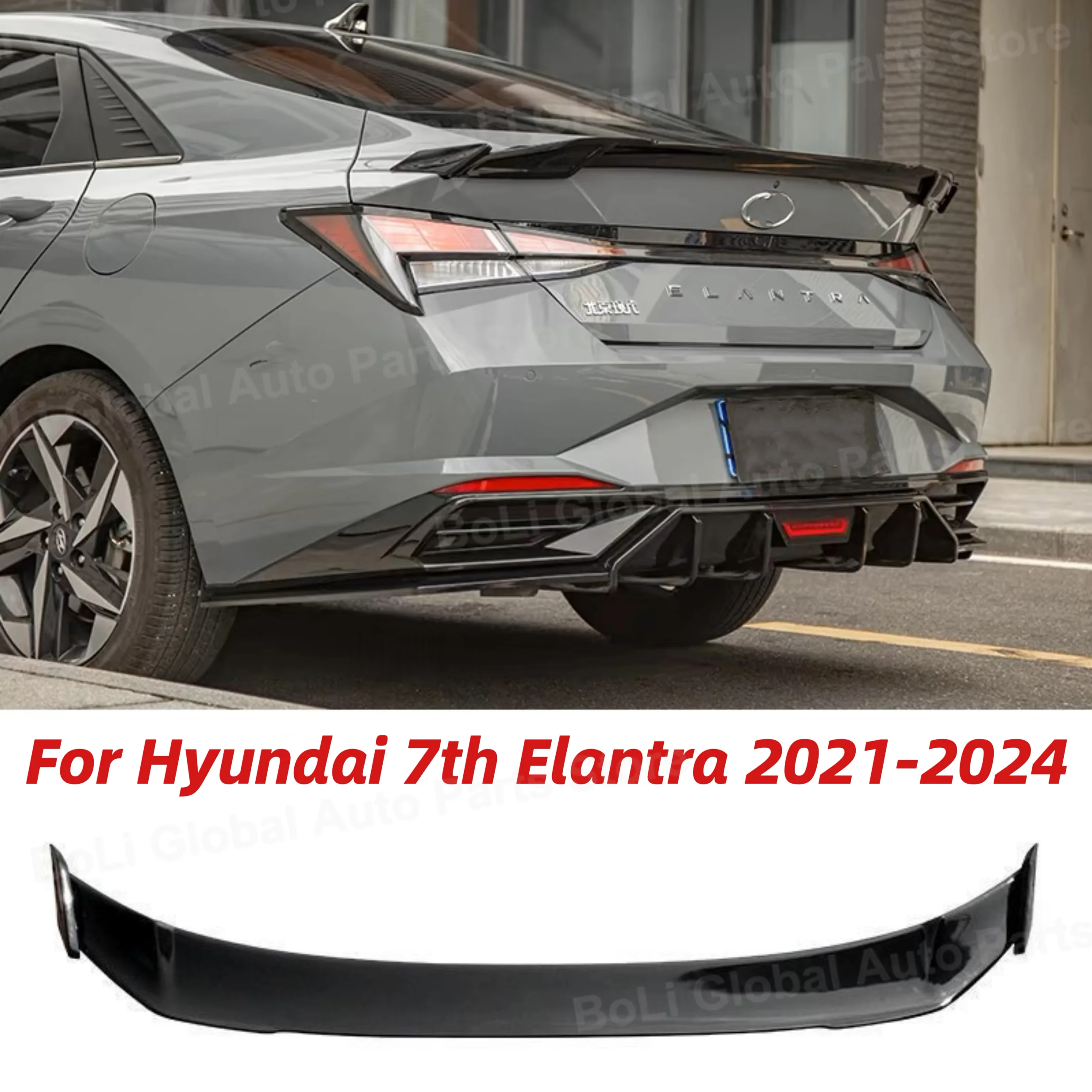 For Hyundai 7th gen Elantra spoiler Elantra 2021 2022 2023 2024 rear tail fixed wind wing JDM Samurai style spoilers Wings