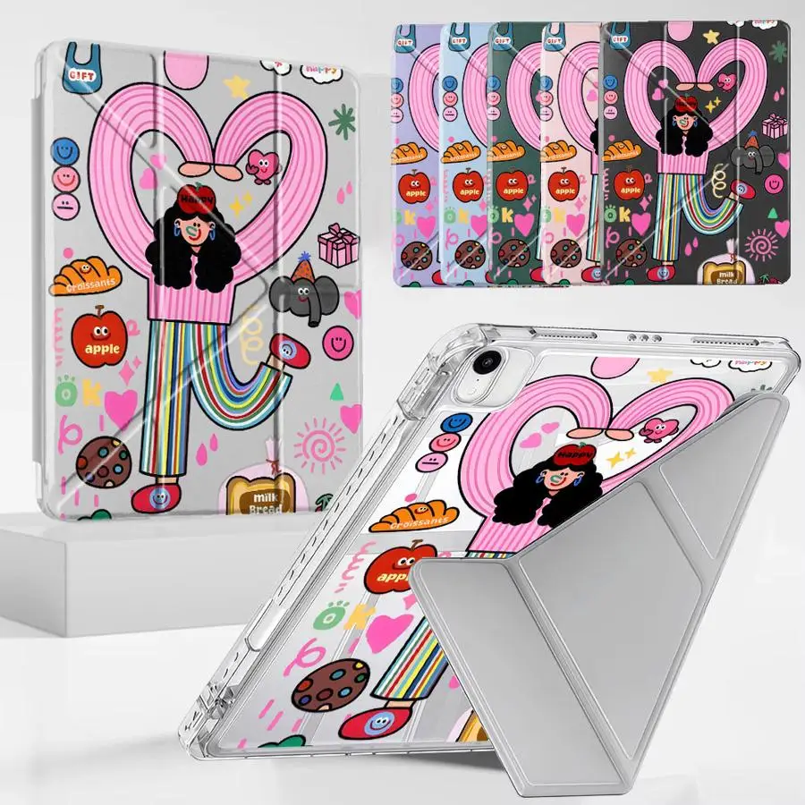 

Cartoon Pajama Girl Tablet Case For iPad Pro 11th 10th 9th 8th 7th 12.9inch Air 4 5 M3 M2 1 2 M4 11inch Mini 6 7 Pro 2025 Y-Fold
