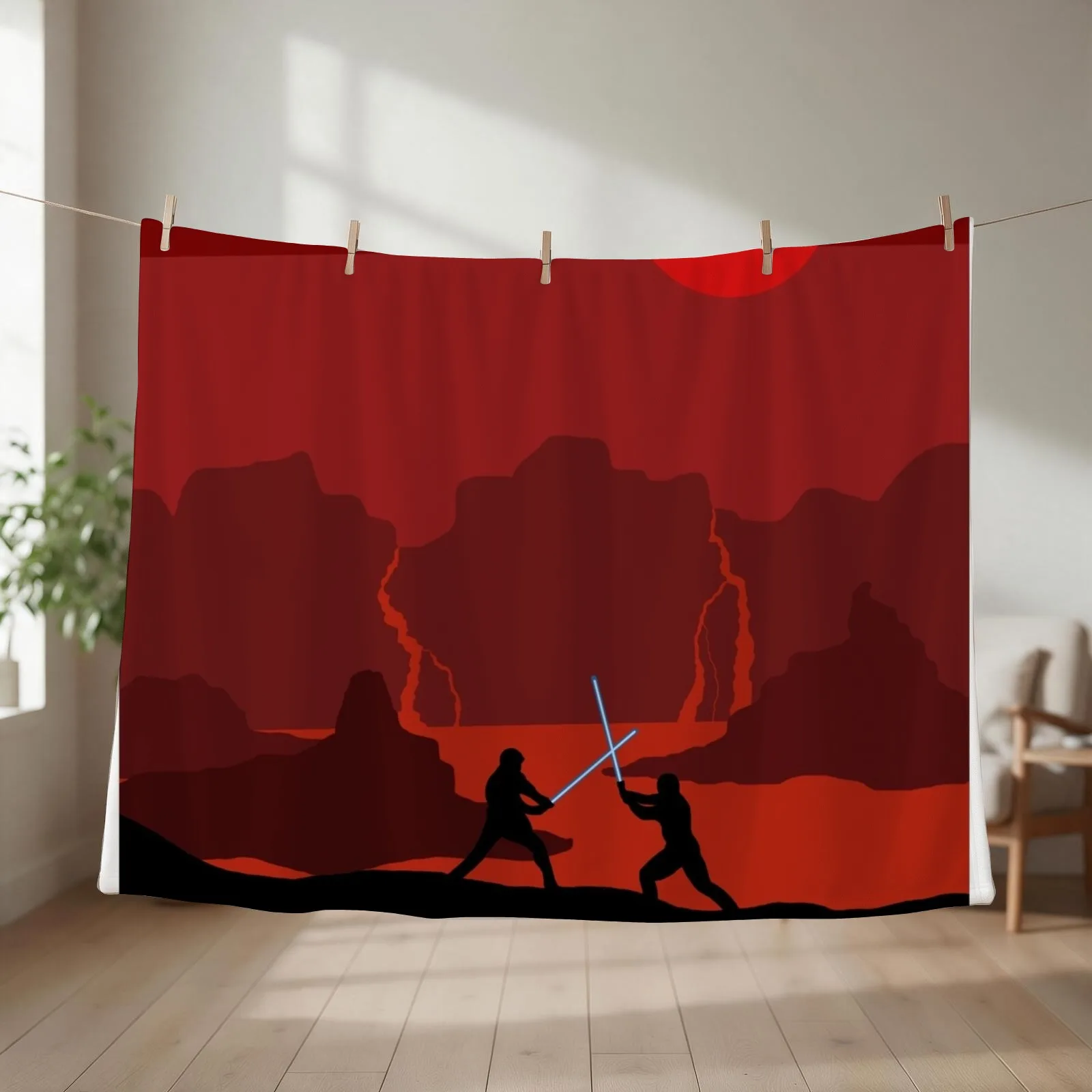 Mustafar Final Battle Version 2 Throw Blanket couch cozy soft plush fuzzy picnic outdoor blanket