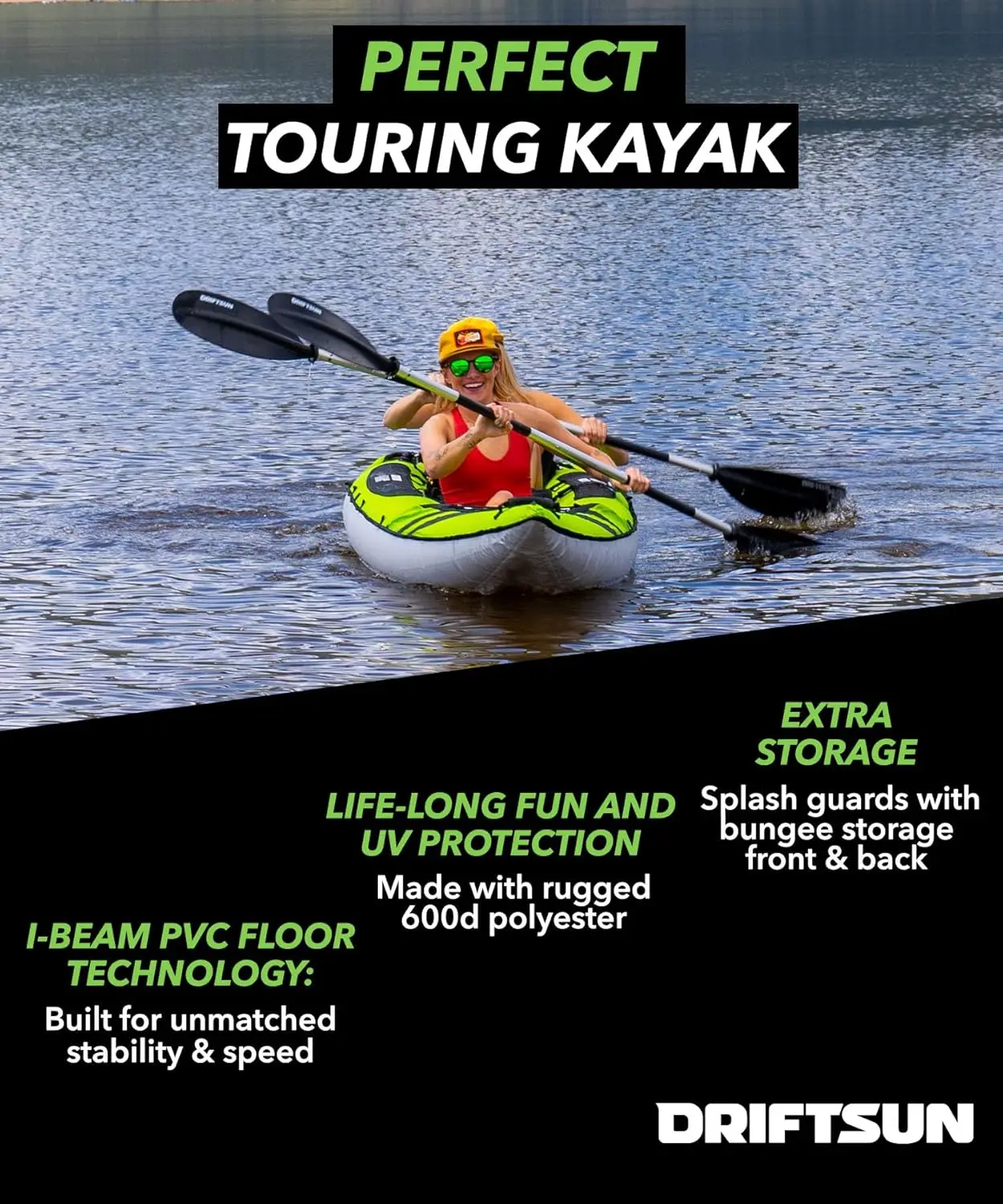 Inflatable Kayak - Inflatable Touring Kayak - Inflatable 1 and 2 Person Kayaks for Adults with EVA Padded Seats