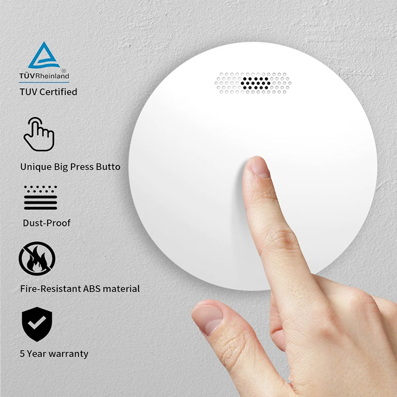 Versi WiFi Super Tipis Tuya & Smart Life Sensor Detektor Asap Keamanan Rumah Instrumen Alarm Suara Standar Perangkat Peringatan Kebakaran