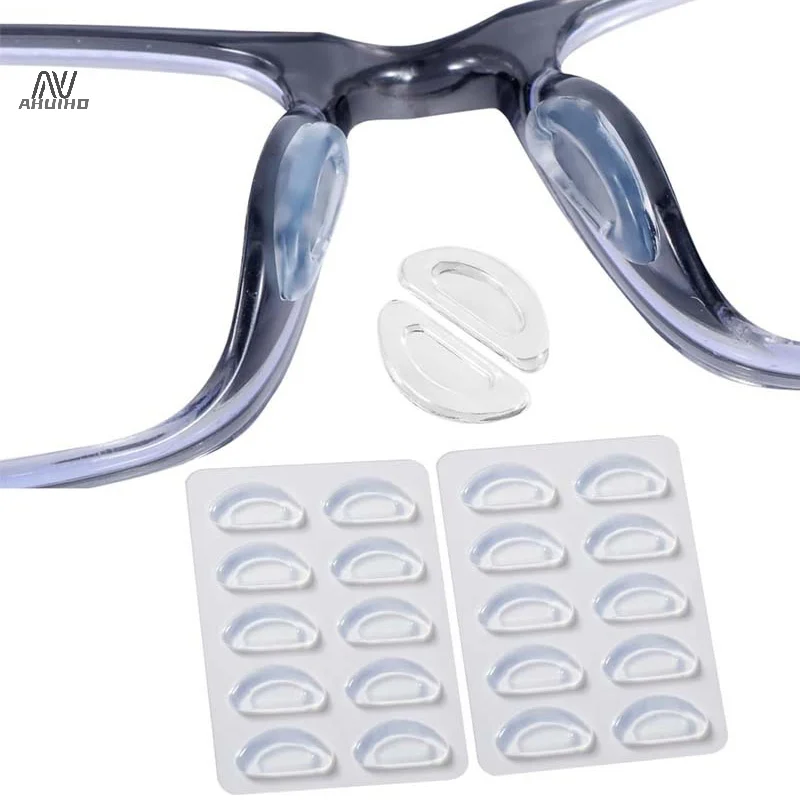 10Pairs Eyeglasses Anti Slip Nose Pads Soft Silicone Glasses Nose Pads Non-slip Nose Pad Kit Soft Silicone Adhesive Nose Pads