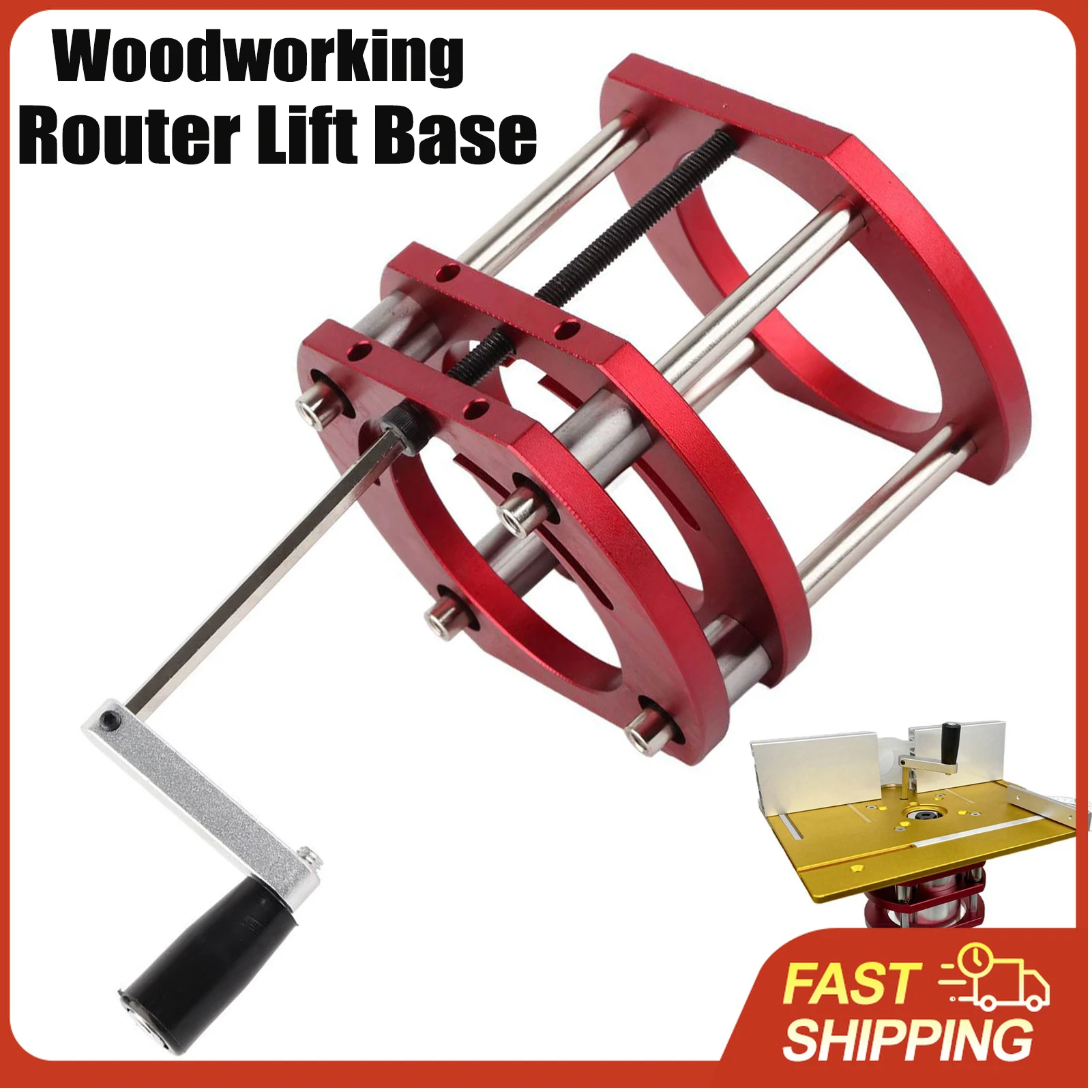

Woodworking Router Lift Base Rust Resistance 4 Jaw Clamping 51mm Lifting Aluminum Alloy Stainless Steel Router Table Lift System