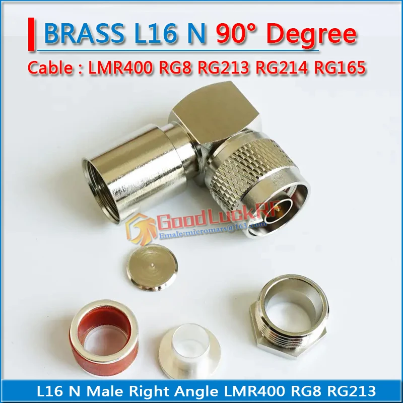 1X Pcs L16 N Male 90 Degree Right Angle Clamp For RG8 RG165 RG213 RG214 LMR400 7D-FB Cable RF Connector Solder Coaxial Adapters