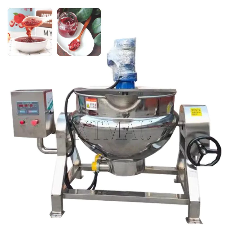 

Industrial Steam Heating Sandwich Boiler Electric Tilt Fruit Jams Mixing Machine Jacketed Kettle Cooker Pot