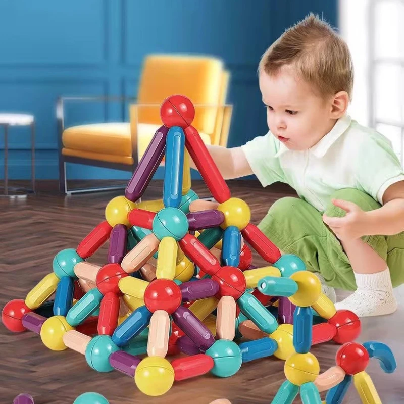 強力な磁石、大きな磁石棒、子供向け教育玩具、早期教育玩具、男の子と女の子向け、連結磁石棒、組み立て