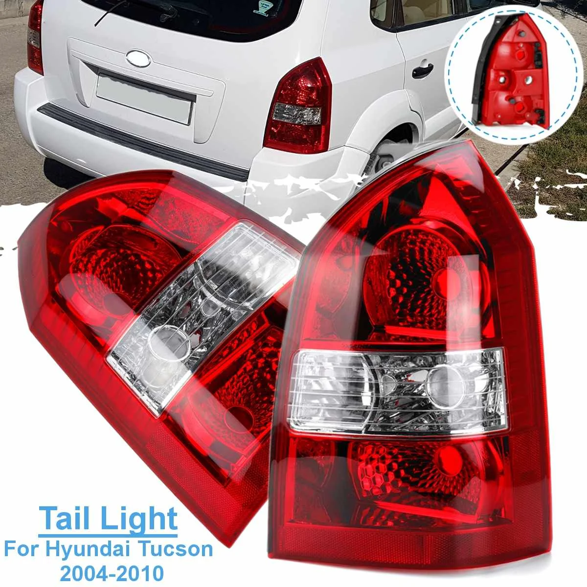 Car Tail Light For Hyundai Tucson Suv JM 2004-2010 Taillight Rear Reverse Brake Fog Lamp Accessories Shell Replacement No Bulb