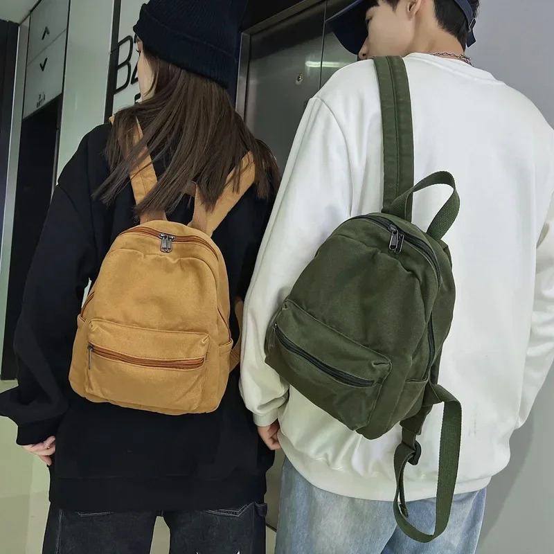 New Sen Series Vintage Canvas Bag for College Students INS Backpack for Travel Washable Canvas Small Backpack