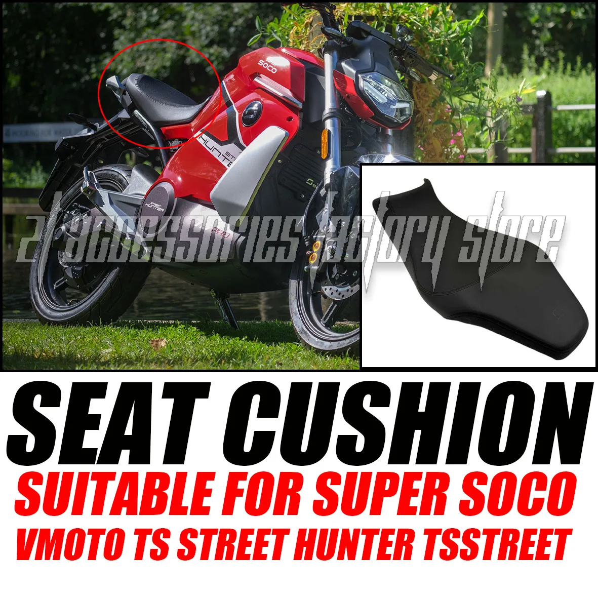 

Comfortable Seat Cushion for Electric Motorcycles Super Soco VMOTO TS Street Hunter TsStreet