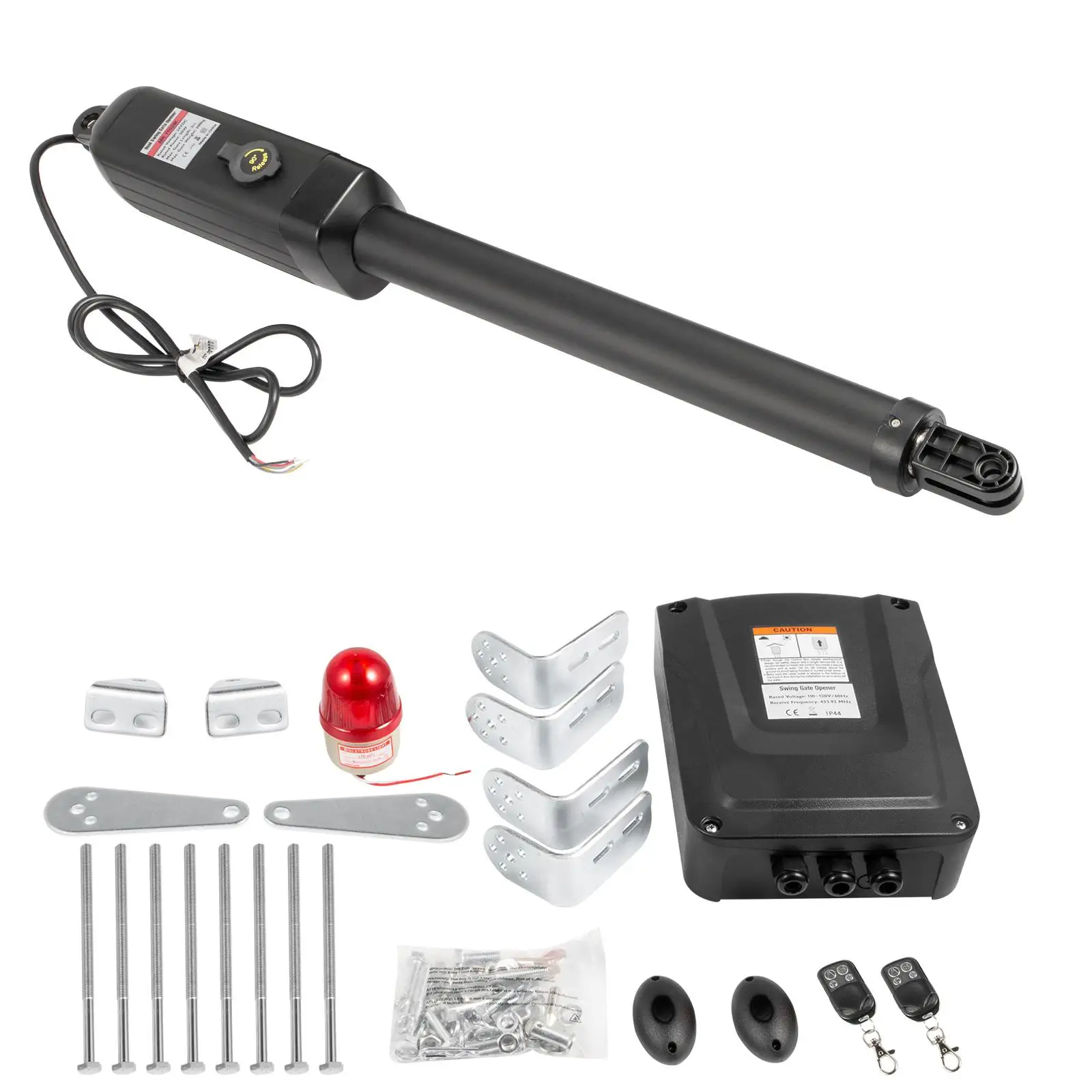 Heavy Duty Dual Swing Gate Opener 660lbs 18ft AC Powered 50W Automatic Gate Operator Complete Kit with Remote Push Pull to Open 16mm/s