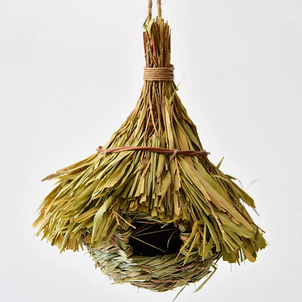 

Premium Grass Weaving Bird Nest Bamboo Leaves Design Hanging Birds House for Small Birds Comfortable Sleeping Playground