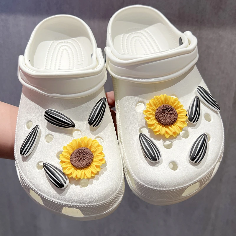 New Cutes Shoes Accessories DIY Creative Melon Sunflower Seeds Cave Shoes Flower Shoes on the Decorations Removable Accessories