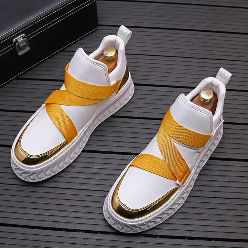 High top shoes men\'s spring burst small white shoes Korean version of fashion sports casual board shoes soft soled boots A6