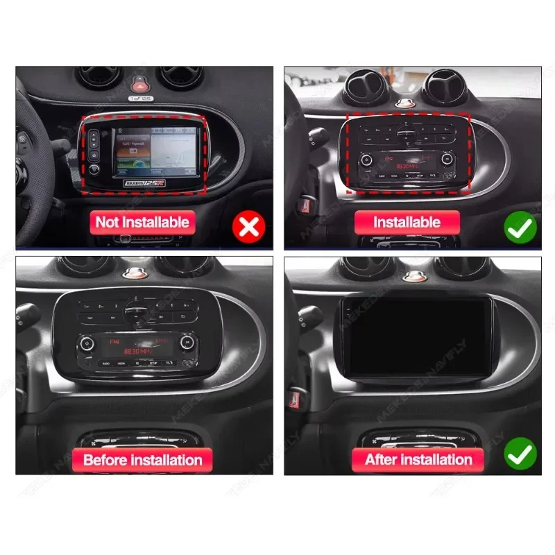 MS 4G LTE Android Car Video For Benz Smart Fortwo 3 C453 A453 W453 2014-2020 8+128G Colling Fan 360 Camera Car-play Vide