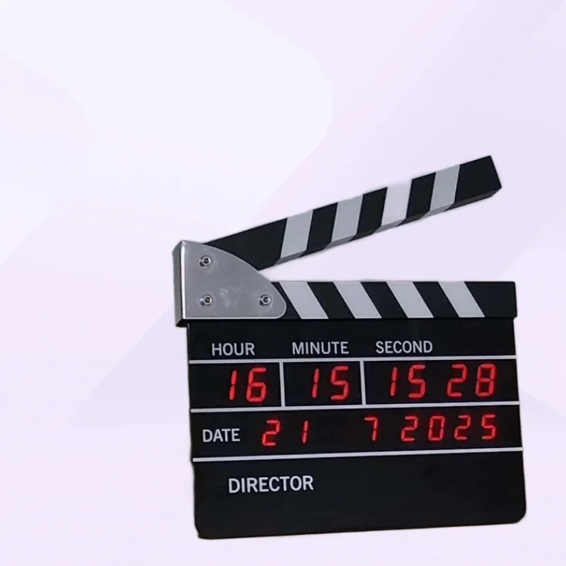 

Vintage Movie Slate Alarm Clock - Multifunctional LED Digital Desk Clock with Calendar, Large Display for Home, Retro Film Decor