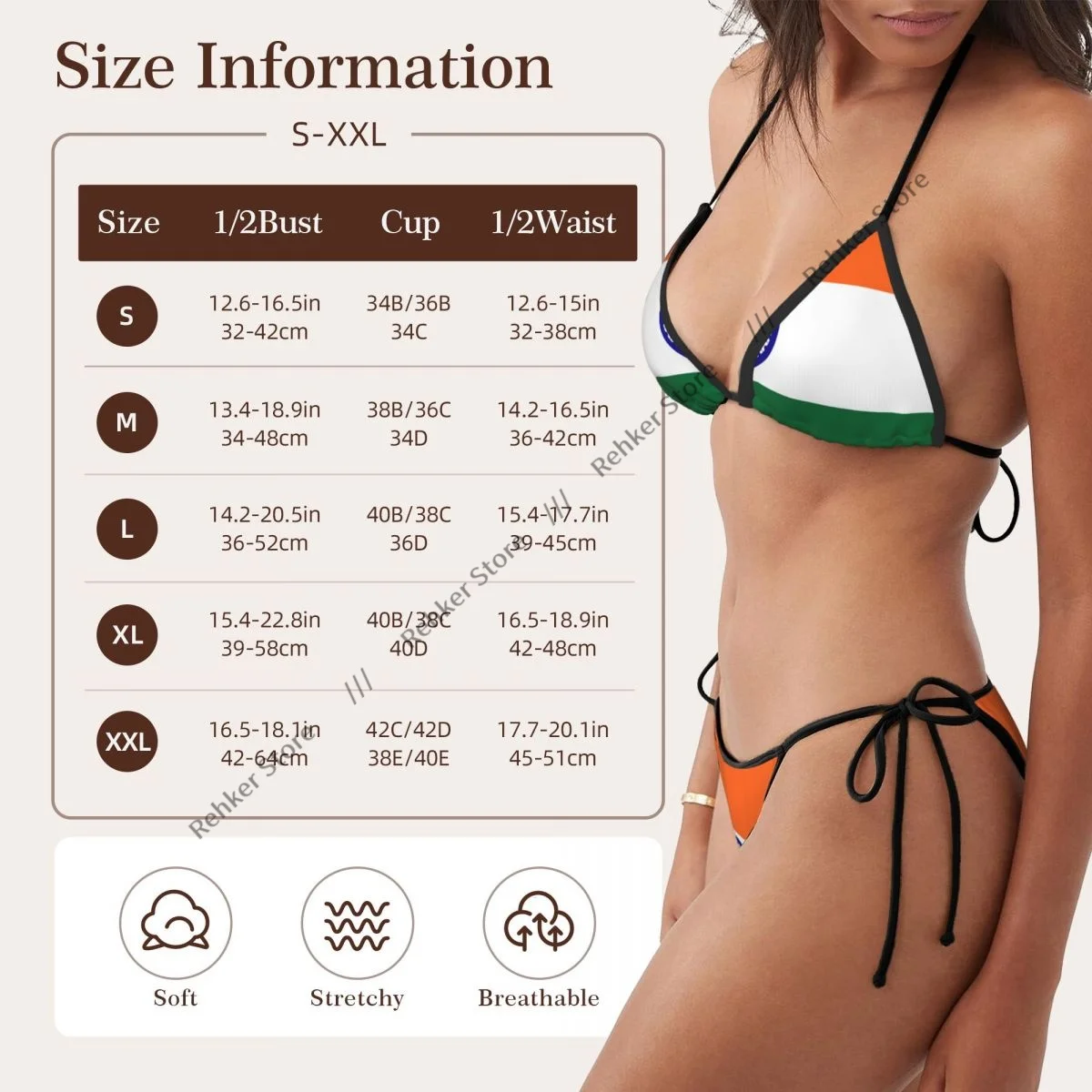 Sexy Bikini Women Swimsuit Two Piece Swimwear Flag Of India Bathing Suit Beachwear